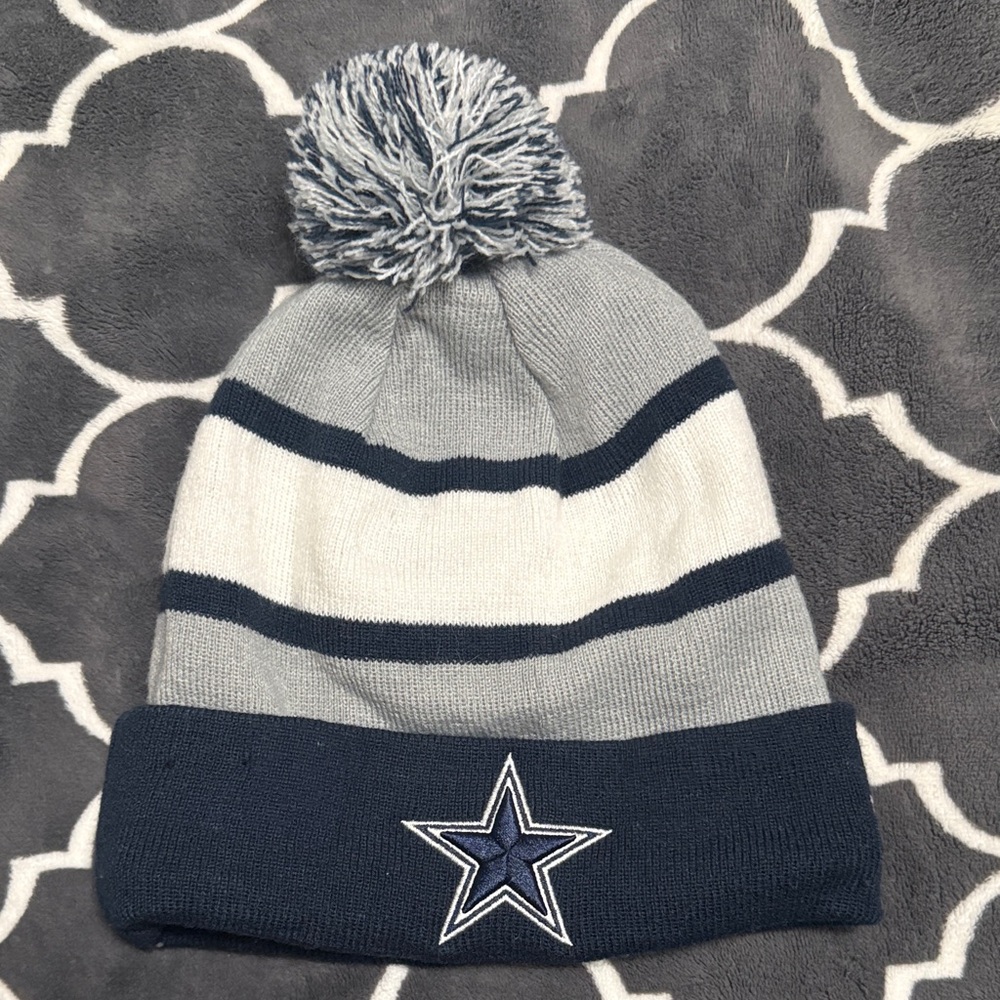 NFL Blue and Gray Kids' Beanie with Pom-Pom